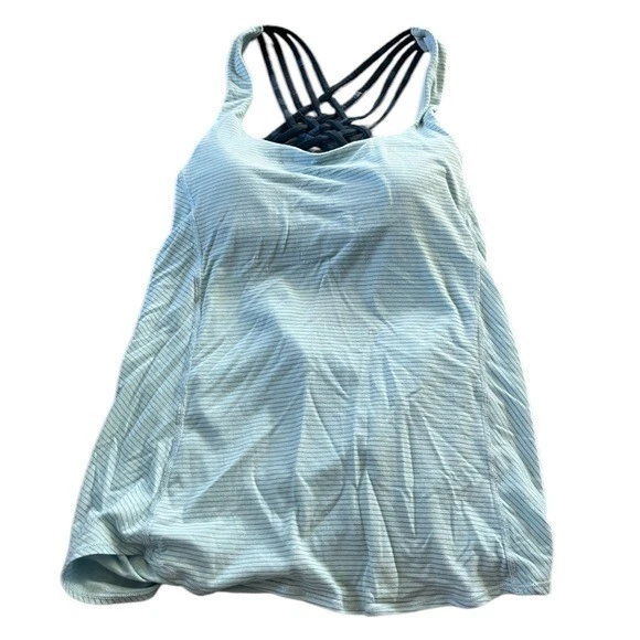 lululemon 2 in 1 strappy attached sports bra light navy tank-top