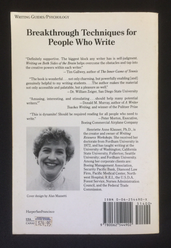 Writing on Both Sides of the Brain by Henriette Anne Klauser, Writer Techniques - Picture 2 of 4