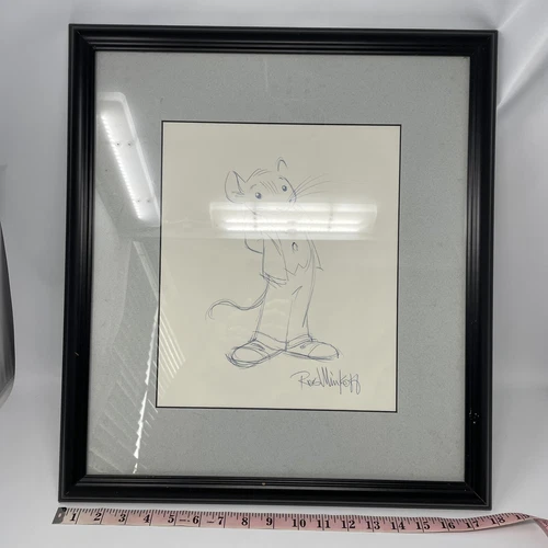 Original Stuart Little Ink Drawing Signed by Rob Minkoff 20 X 18 Framed