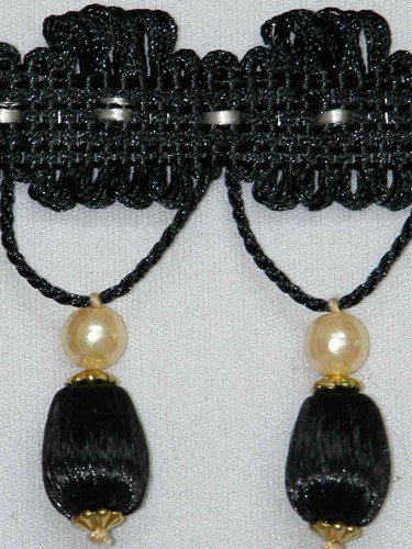 2.5" Unique Tassel Fringe Trim Ball Bead Black Sold by the Yard - Picture 2 of 2
