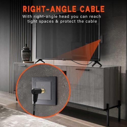 G-STECKER 1m lang TV Antennenkabel rechtwinklig mit Stecker Adapter - Koaxial Satellit - Bild 8 von 9