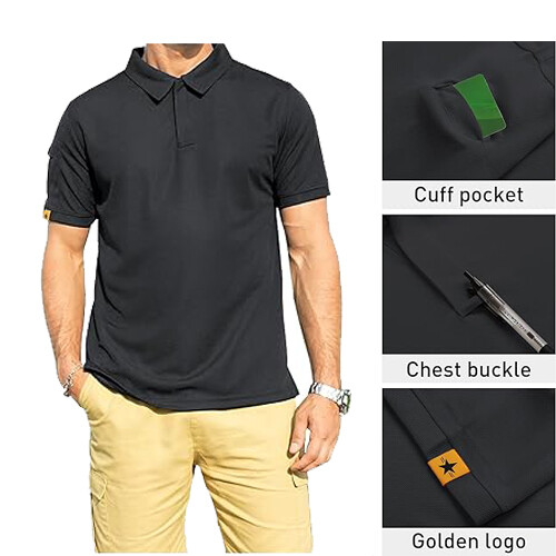 Men's Short Sleeve Tactical Polo Shirts Quick Dry Team Combat Work Casual Golf T - Picture 16 of 36