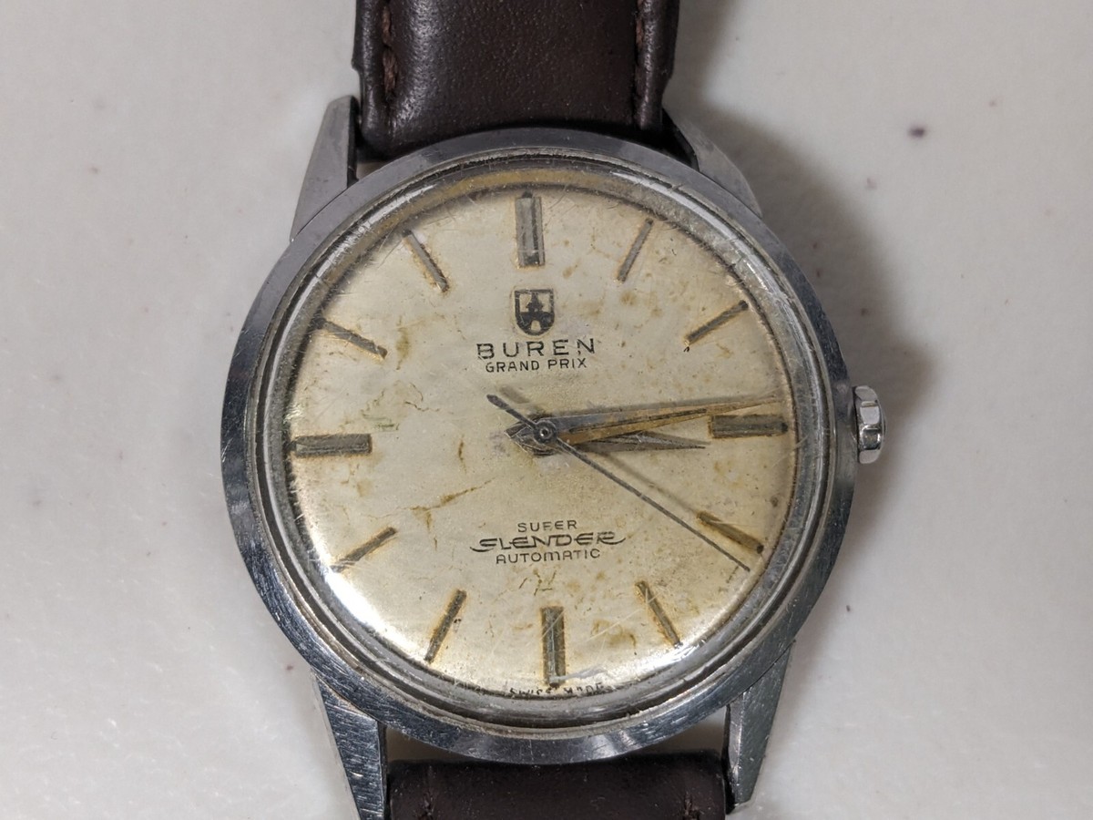 BUREN SUPER SLENDER Grand Prix Men Automatic Wristwatch Cal 1002