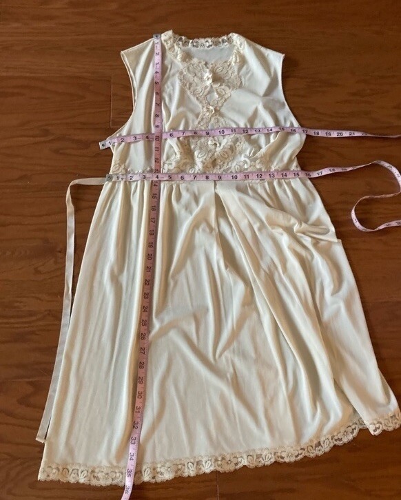 Vtg Y2K Lace  Fairy Dress Ivory Lingerie Lace Ros… - image 7