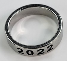 2022 Etched Stainless Steel Ring Band Size 8.5