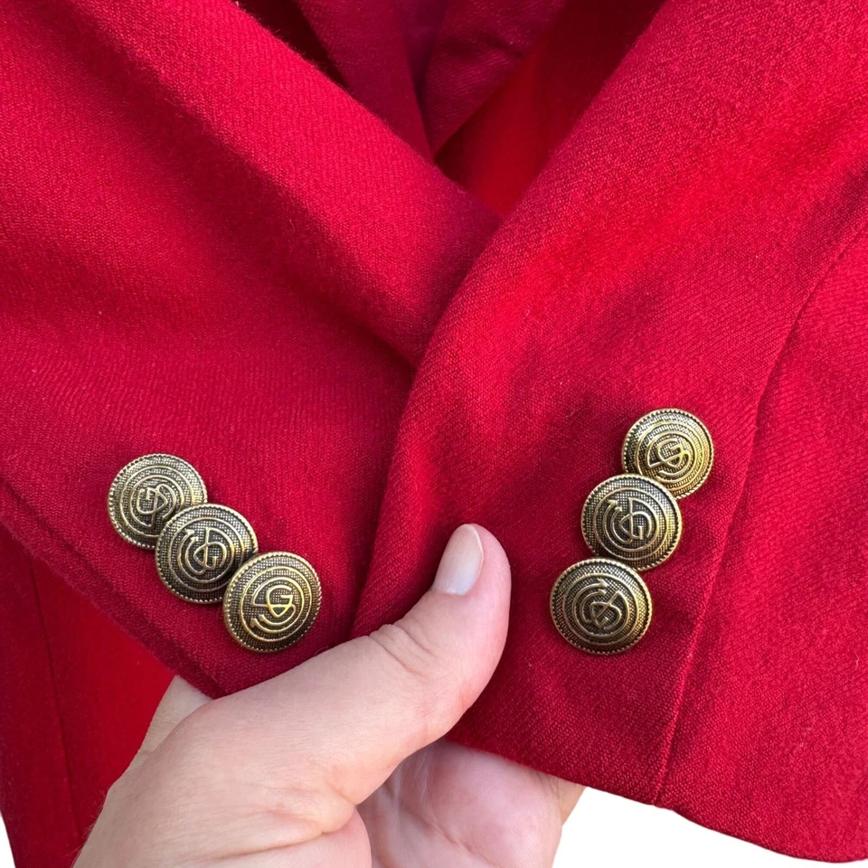 Blazer Giorgio Sant'Angelo Vintage Años 80 Rojo Mujer Lana De Gran Tamaño Pecho Único Foto 4 de 4