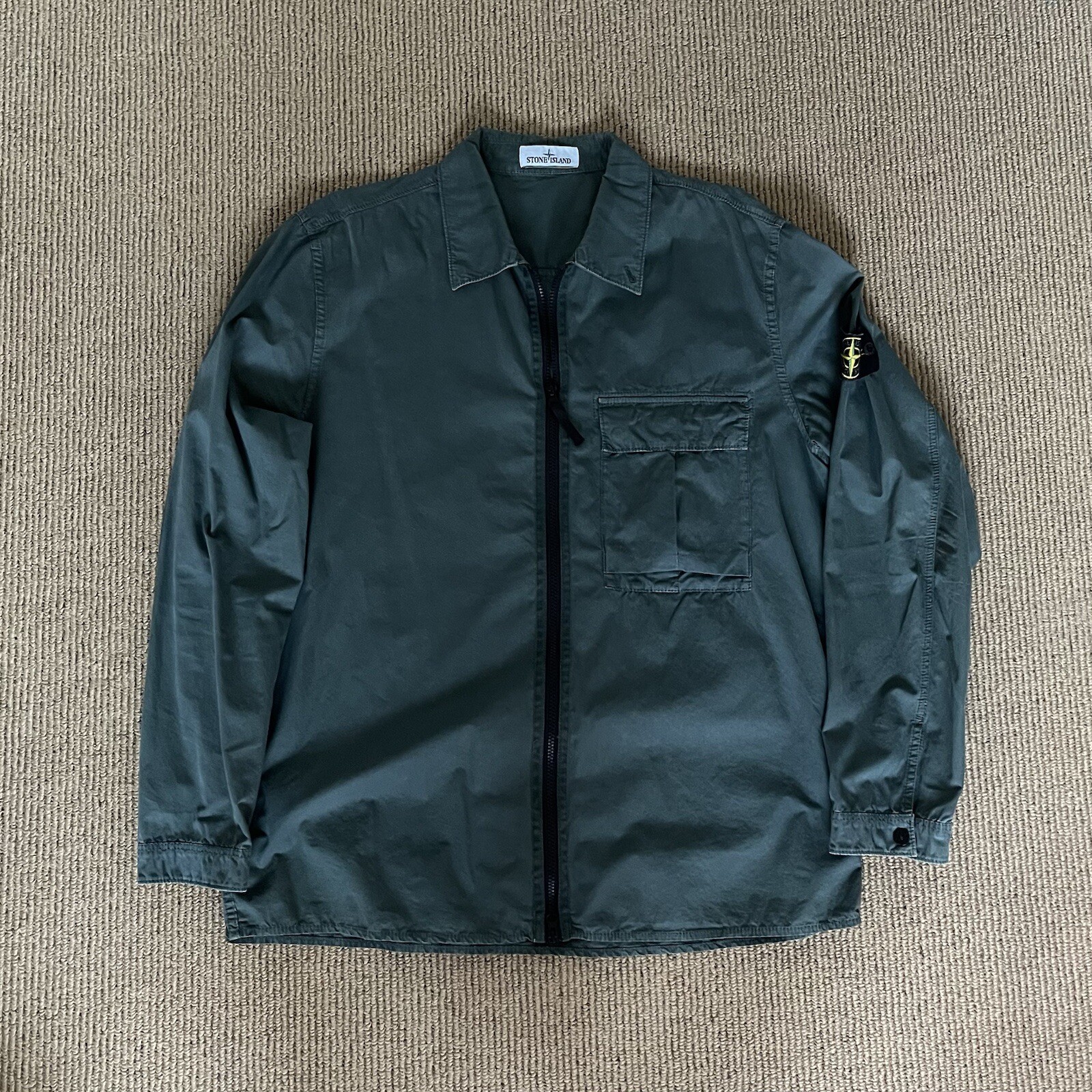 Sobrecamisa Stone Island Tratamiento 'Old' Cremallera Elástica Algodón Sarga XXL