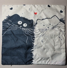 Cat Lover Throw Pillow Case/Cover 16x16 Black White