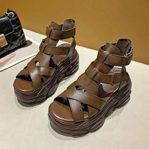 Womens Ladies Flatform Summer Ankle Strap Sandals Chunky Sole Platform Shoes UK