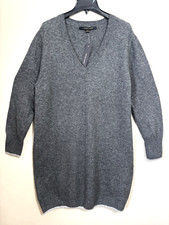 Cynthia Steffe Women's Soft Knit V-Neck Pull Over Gray Sweater Dress Size Large