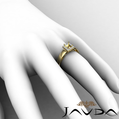 Princess Diamond Engagement Halo Setting Semi Mount Ring 18k Yellow Gold 0.20Ctw - Picture 5 of 7