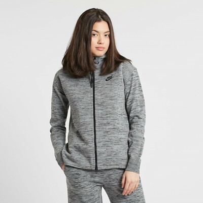 Wmns Nike Sportswear Tech Knit Zip Hoodie Cape Gr. M Carbon Heather/Black/ 