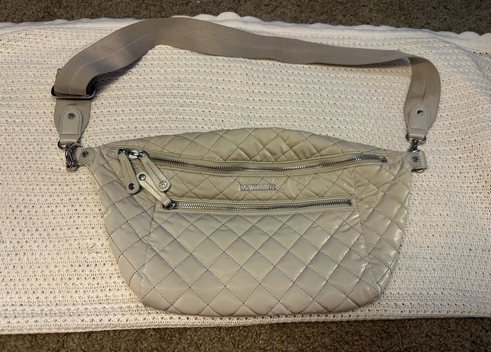 MZ WALLACE Small CROSBY SLING Belt Bag Crossbody Oyster Metallic