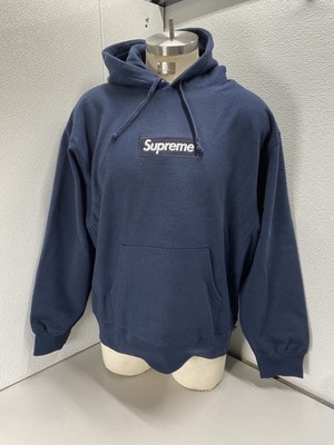 Supreme Mens Box Logo Hooded Cotton Sweatshirt Size XL Navy Blue