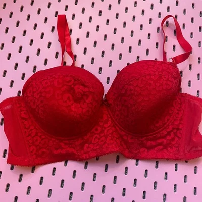 New Look Leopard Print Red Bra 42C Underwired - Image 1 of 4