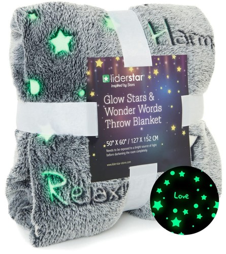 Glow in The Dark Throw Blanket,Super Soft Cozy Furry Plush Fleece Blanket Dec...
