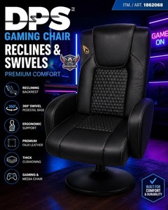 DPS Pedestal Gaming Chair Reclining Swivel Black Faux Leather Item 1862068