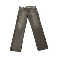Just Black Jeans Womens 31 Gray Straight Leg Distressed Faded Denim Made in USA
