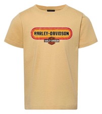 Harley-Davidson Boy's Echo Short Sleeve Cotton Crew-Neck Youth Tee, Latte Tan