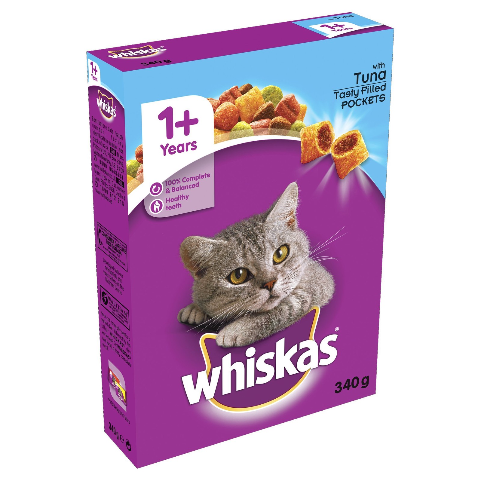 Dry Cat Food with Tuna for Adult Cats 1+, Complete Nutrition, 340g