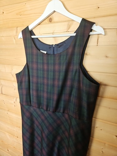 Vintage Laura Ashley Dress 100% Wool Check Green Red Made In The UK Long UK 16 - Picture 3 of 10
