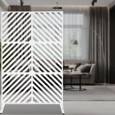 Metal Decorative Outdoor Striped Privacy Screen Panel Rectangular Screen Fence