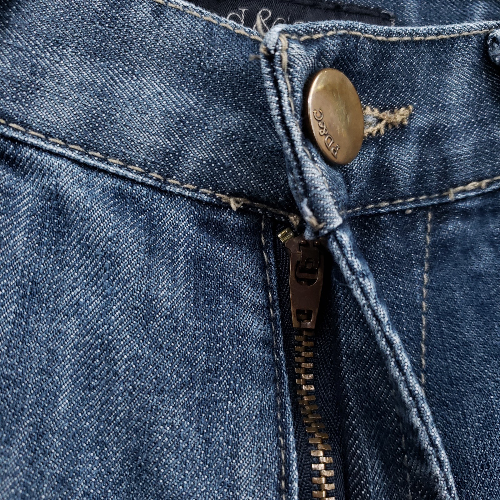 PD&C Jeans Men 32x30 Blue Slim Straight Leg Acid Wash Zip Fly Denim