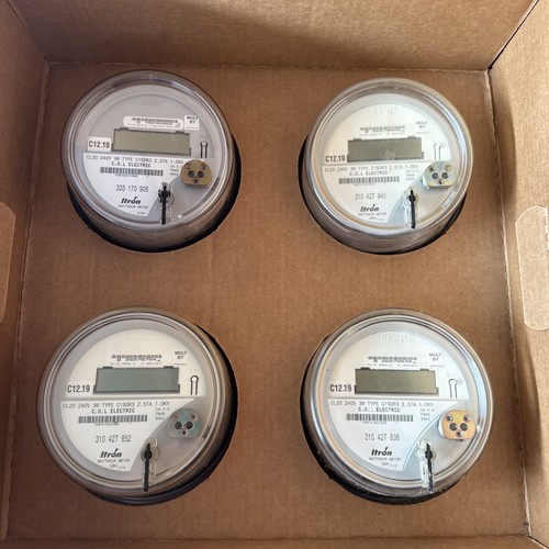 Lot Of 4 ITRON WATTHOUR METER KWH, C1SDR3, CL20 240V 3W 2.5TA 1.0Kh Power