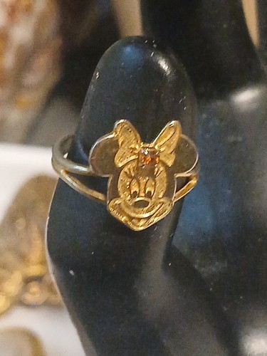 Vintage Gold Plated Disney Minnie Mouse yellow November Birthstone Ring