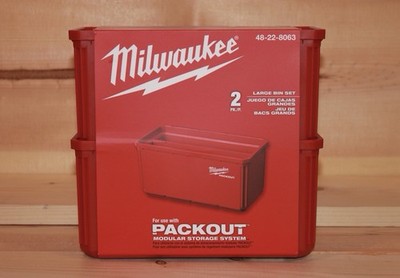 Milwaukee PACKOUT Large Bin Set 48-22-8063 Two Bins Per Pack w/ Dividers NWTs