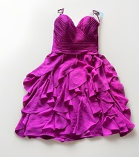 Allure Bridals Bridesmaids Fuscia Chiffon Layered Strapless Dress Size 10