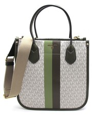 NEW MICHAEL KORS HEIDI NS MK Logo Coated Canvas/Leather MD Tote Light Sage/Olive