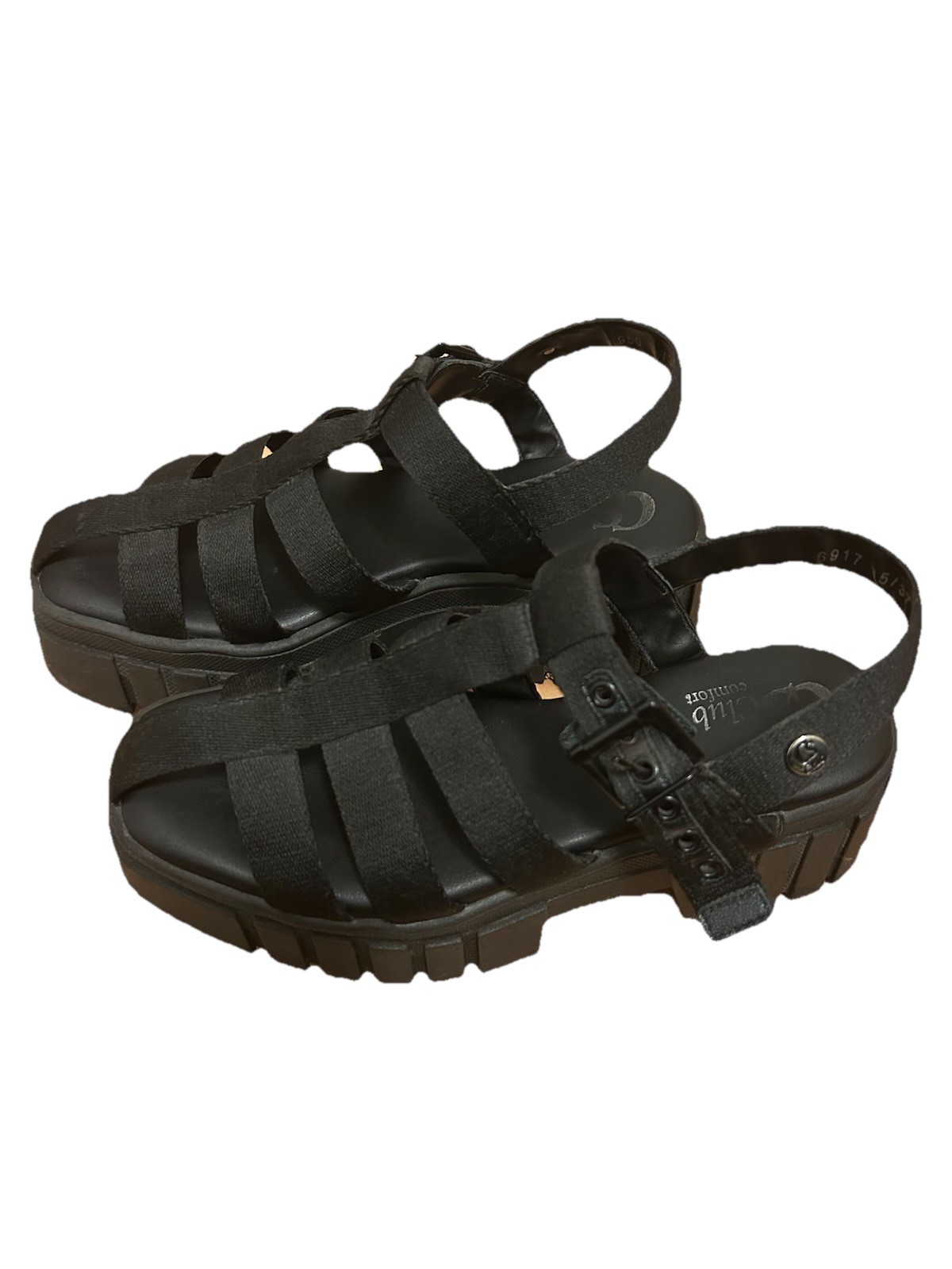 SALE! BLACK CHUNKY STRAPPY "JELLY CAGE" LUG HEEL BLACK PLATFORM SANDALS image 4