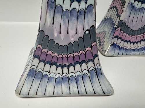 VTG 1980's Macau TOYO Porcelain Nouveau Lustre Candlestick Holders - Picture 11 of 12