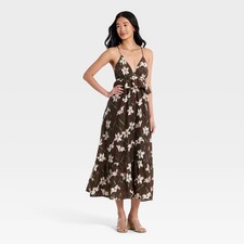 A New Day Women's Ruffle Maxi Dress Sleeveless Nylon