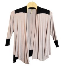 Comfy USA Womens Colorblock Open Front Cardigan Lavender Black M M707