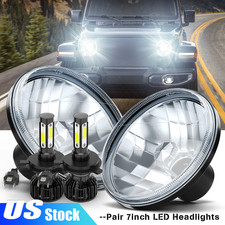 Pair 7 inch LED Headlights Round Hi/Lo Beam FIT Jeep Wrangler JK TJ CJ 1997-2018