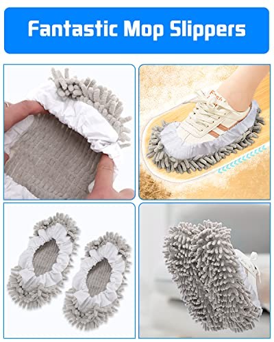 8 Pcs Mop Slippers Socks Floor Cleaning,Microfiber Shoe Covers dust Washable - Picture 6 of 8
