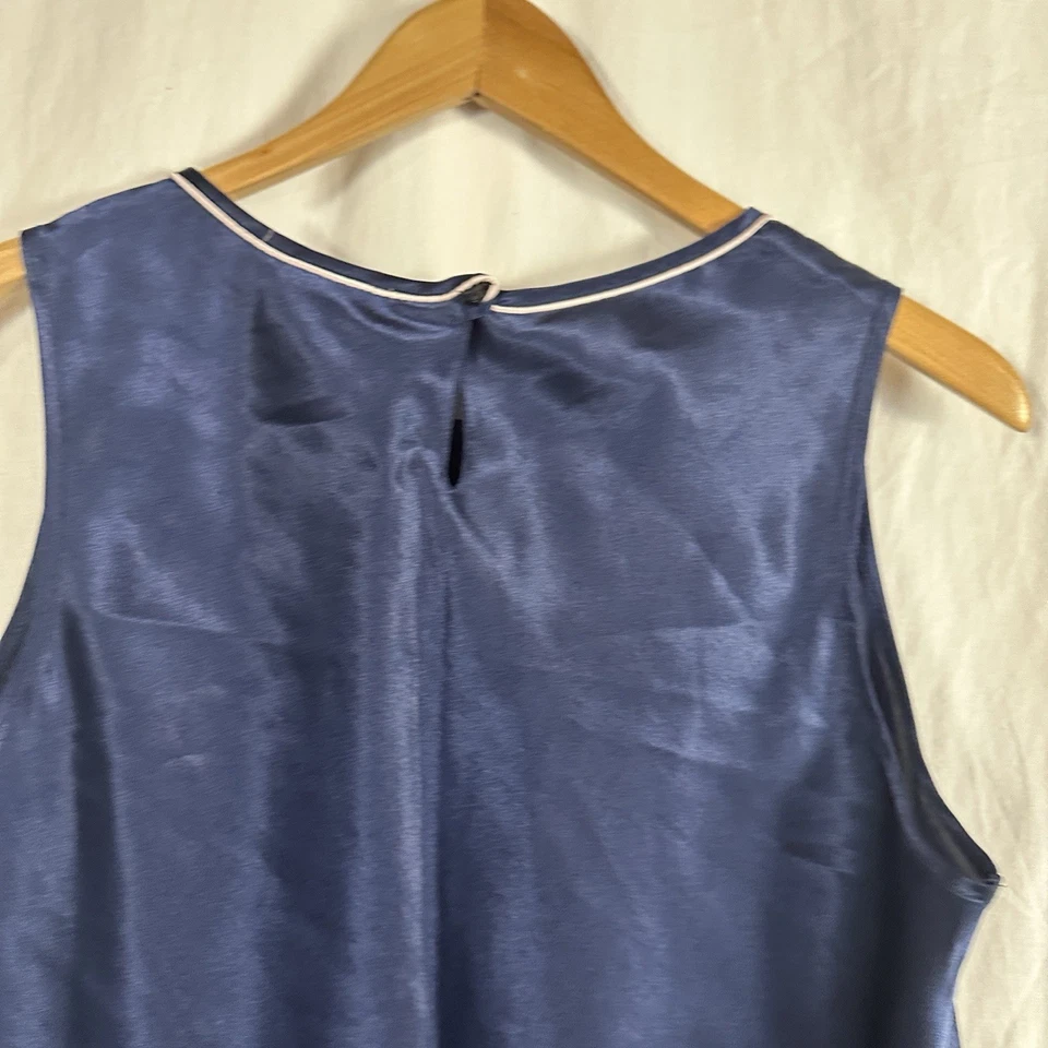 JONES NEW YORK POLYESTER SILKY Satin Sexy Navy PAJAMAS Set TANK TOP & PANTS L - Image 3 of 4