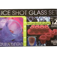 Ice Shot Glass Set Makes 12 Party Perfect Cold Drinks Tray Included