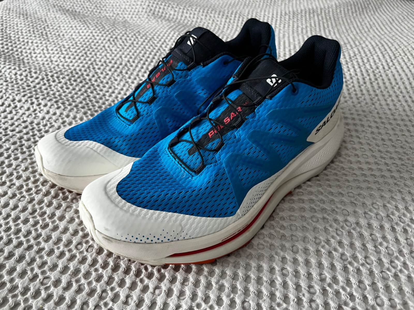 Salomon Pulsar Trail Runners Uomo Taglia 10.5 US Blu Bianco 