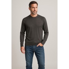 Men  s Norm Thompson 100 Silk Long Sleeve Knit Shirt XLG Gray Minimalist Light