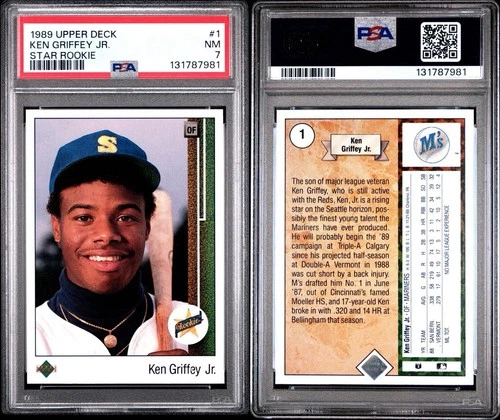 1989 Upper Deck - Star Rookie Ken Griffey Jr #1 (RC) - PSA 7
