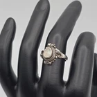 VTG 925 Sterling Silver Poison Ring Moonstone Style Teardrop Cabochon, Size 6.75