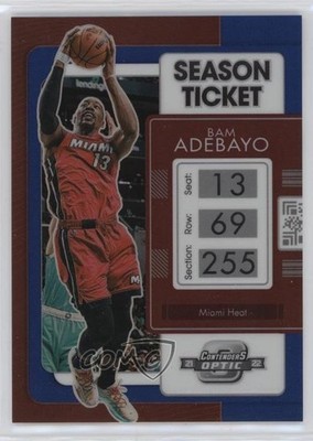 2021 Panini Contenders Optic Season Ticket Blue Prizm /99 Bam Adebayo #63 1pe9