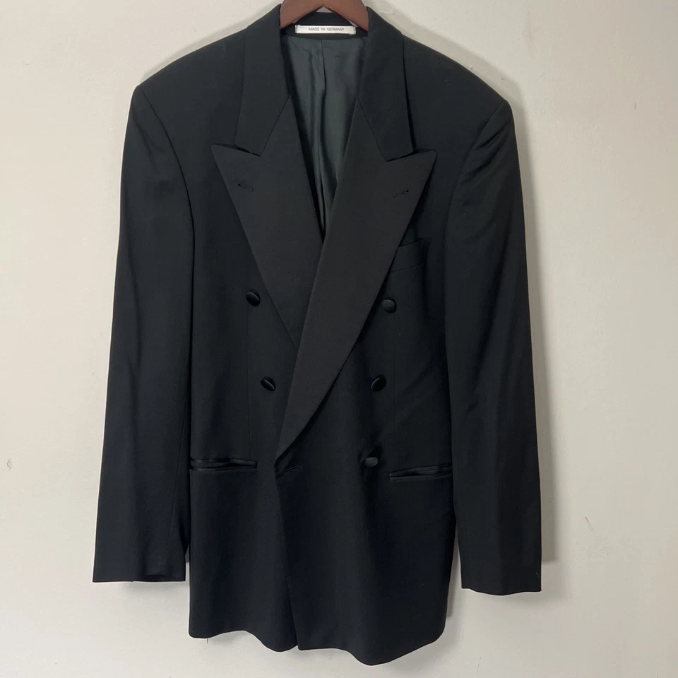 Chaqueta Esmoquin Para Hombre De Colección Hugo Boss Super 100s Lana Pico Solapa Doble Pecho 38R Foto 2 de 4