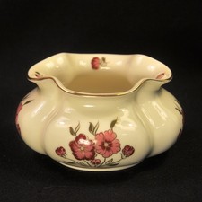 Zsolnay Vase Cachepot Bowl Hand Painted Schlittne Flowers Pink w/Gold HTF 1960+