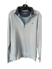 Vineyard Vines Men  s Quarter Zip Pullover Light Blue Pima Cotton Size M