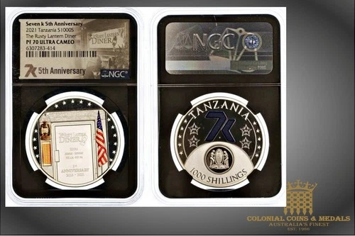 Tanzania - Silver 1000 Schillings ‘RUSTY LANTERN DINER’ 2021 NGC Graded as PF70
