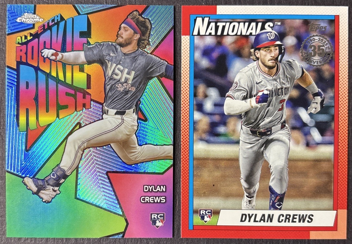 2025 Topps Chrome DYLAN CREWS All-Etch Rookie Rush AND Topps 35th Anniversary RC